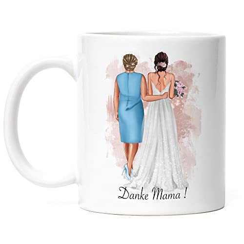 Kiddle-Design Brautmutter Tasse Geschenk Mutter der Braut Bräutigam Hochzeit Personalisiert Trauzeugin Fragen Brautjungfer Mama Tochter