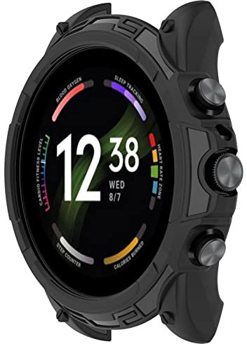 Disscool Coque de protection en TPU souple anti-chute pour montres connectées Fossil Gen 6 42 mm (Noir) (42 mm)