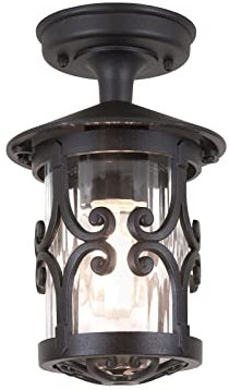 meineWunschleuchte Außen Deckenleuchte im Landhausstil aus Aluminium Höhe 26cm, Schwarz