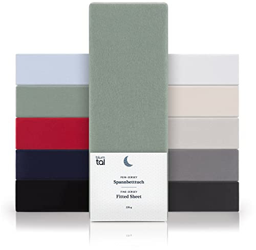 Blumtal® Basics Spannbettlaken Topper 200x200cm Jersey - Bettlaken 200x200cm aus 100% Baumwolle - Oeko-TEX zertifiziertes Spannbettlaken 200x200 Topper - Topper Bettlaken 200x200 - Summergreen - Grün