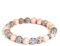 MetJakt Natürliche 8 mm Edelsteine Heilung Crystal Stretch Perlen Armband Armreif mit 925 Sterling Silber Double Happiness Anhänger (Rosa Zebrajaspis)