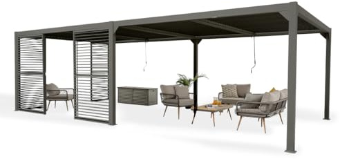 Grindi - Garten Pavillon Terrassendach mit aufklappbarem Dach - Kea V 8x4m - Pavillon 8x4 wasserdicht stabil Winterfest - Gartenpavillon - Terrassendach - Gazebo - Anbau pavillon - Pergola Metall