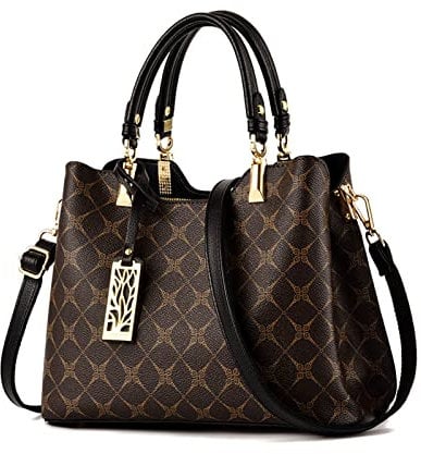 NICOLE & DORIS Frauen Handtasche Elegante Taschen für Damen Modern Tote Bag Mittelgroß Umhängetasche PU Leder Shopper Schultertasche mit Anhänger Schwarz