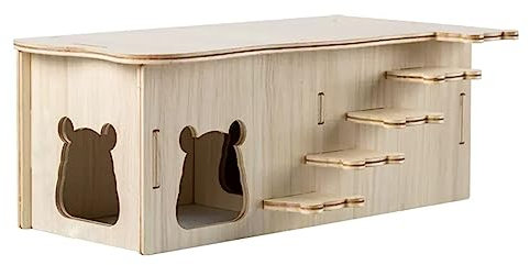 Hamsterhaus, Holzhaus für Haustiere, Kleintierversteck, natürliches Wohnhaus für Hamster, Rennmaus, Ratte, Streifenhörnchen (MZ-137)