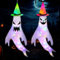 Halloween Deko 2 Stück WindsäCke Geister mit 3m LED Bunt Lichterkette, Halloween Ghost Windsack Flagge Hängende Dekoration für Outdoor, Horror Geister Deko für Garten Hof Fenster Patio