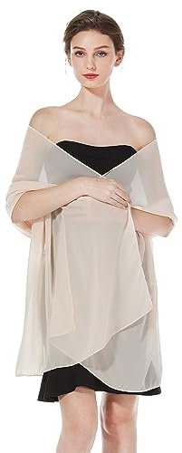 BEAUTELICATE Chiffon Schal Stola Damen Festlich Elegante Tücher Schultertuch Stola für Abendkleider Braut Festlich Sommer Hochzeits (Aprikose)