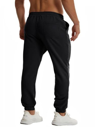 GYMBULLFIGHT Herren Sweatpants Gym Running Workout Jogger Hosen Fitness Track Athletic Hose Kordelzug mit Taschen, Schwarz, Medium