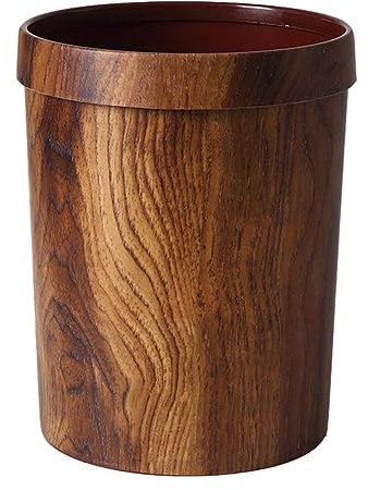 Holibanna Imitated Wooden Wastebasket Trash Can Rubbish Bin Vintage Retro Simulation Wood Garbage Bin Container Farmhouse Style Trash Can For Home Office