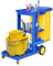 mosegor Commercial Cleaning Trolley Janitor-Housekeeping Cart on Wheels Vinyl Bag and Lid 3 Shelves Multipurpose Janitorial cart Heavy Duty Cleaning Utility Service for Catering Mall Hotel Office