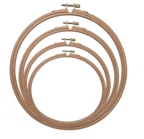 Ebherys Stickrahmen aus Buchenholz, rund, 15,2 cm bis 22,9 cm, für Handstickerei-Sets, Kreuzstichrahmen (15,2 - 22,9 cm), 4 Stück
