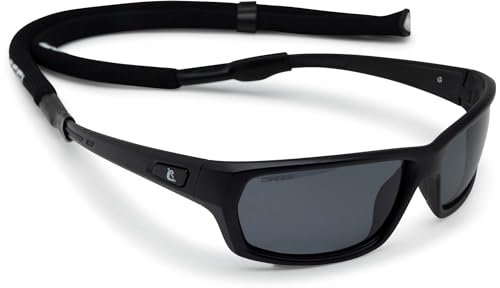 Cressi Bill Sunglasses W/Lace - Sonnenbrille Unisex mit schwimmendem Trageband, Schwarz/Geräucherte Gläser Schwarz, Einheitsgröße
