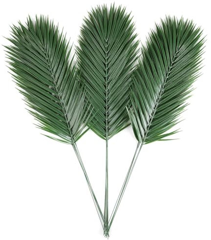CCINEE 16 Künstliche Palmenblätter, künstliche große Palmenwedel, künstliche tropische Pflanze, Simulation, Safari-Blätter mit Stielen für Zuhause, Hawaii, Luau-Party, Dschungel, Strand
