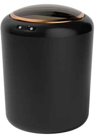 CEIEVER Poubelle de salle de bain avec couvercle, poubelle automatique sans contact avec capteur de mouvement infrarouge, pour la maison, noire - 15 l