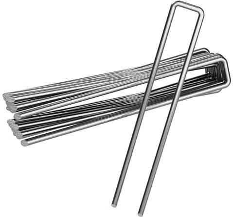 Onpira® 100 Stück Erdanker Bodenanker Ø 5mm - 20 cm lang verzinkt - Erdhaken Garten Pflanzenhaken Bodenhaken Unkrautflies U Form-Boden Heringe Erdnägel stabil für Gewächshaus Camping Zelt Befestigung