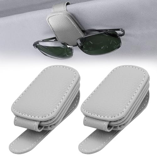 2 Pezzi Portaocchiali Auto, Supporto per Occhiali da Auto Magnetico, Clip per Occhiali da Auto in Pelle Pu, Auto Supporti per Occhiali Accessorio per Tutti Gli Occhiali e Clip per Visiera Auto