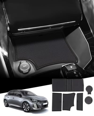 WEIPIN Gummimatten Antirutschmatten kompatibel mit Peugeot 208 e-208/Peugeot 2008 e-2008 Restyling 2020-2024 2025, Mittelkonsole Matten, Türnaht Matten für 208 e-208 Zubehör