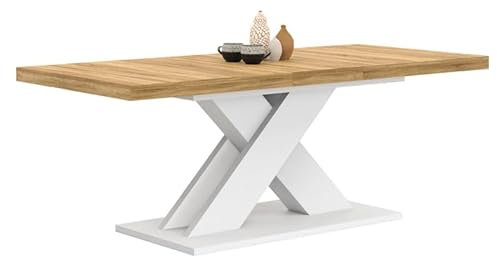IDMarket - Table à Manger Extensible Rectangle Alicia 6-10 Personnes Bois et Blanc 160-200 cm