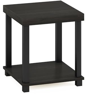 Furinno Turn-N-Tube Mesa Auxiliar clásica de Dos Niveles, Espresso/Negro