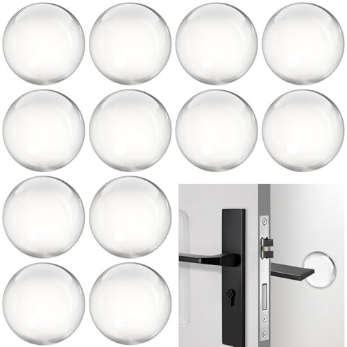 Sinofort Door Protector, 12 PCS Wall Door Handle Stopper, Silicone Transparent Round Wall Protector, Self-Adhesive Door Stops Door Handle Bumper Pads for Wall, Fridge, Cabinets (1.96inch)