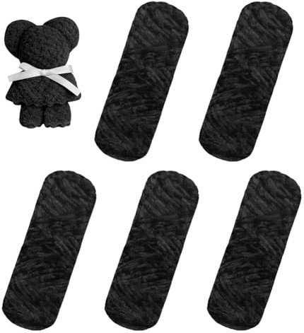 AUAUY Filato Di Ciniglia Grosso, 5 x 100g Ciniglia Gomitoli per Uncinetto, Filato per Maglieria, Filato Di Ciniglia Morbido per Borse Uncinetto, Cappelli, Coperte, Sciarpe, Nero