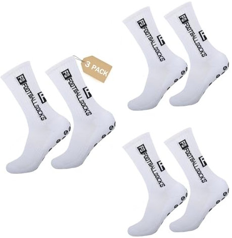 Nnicorns 3 Paare FS football socks für Herren Damen, grip socken fussball, fußball socken Anti Rutsch 39-46, basketball, Radfahren Tennis fußball laufen zubehör(Weiß)