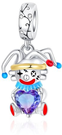 BIZK Zirkus Clown Charms Anhänger Silber 925 für Armbänder, Kompatibel mit Europäischen Armbändern und Halskette für Frauen