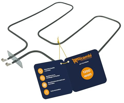 eRicambi® Resistenza Elettrica Inferiore Forno - Potenza 1200W - Tensione230V compatibile con Arcelik Beko Grundig - Dimensioni: 370x343 (mm) - Lunghezza Flangia 75 (mm) Larghezza 29 (mm)