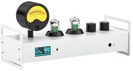 THYXGS 2 Channel Bluetooth Valve Tube Preamp, Hi-Fi Headphone Amp, W/Analog VU Meter, Tubes Pluggable Socket Design, Versatile Audio Input and Output, for Gaming Room