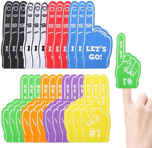 Loghohu 24PCS Foam Finger, Mini Foam Hand Sport Fan Foam Fingers Bulk for Sports Themed Party Favors Basketball Baseball Football Soccer Team Cheerleader Gifts (8 Colors)