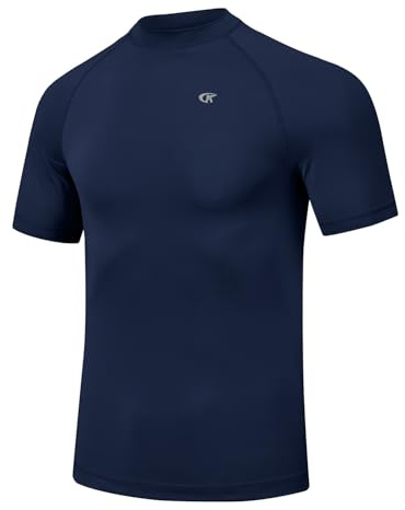 Huayuzh Mens UV Rash Vest UPF 50+ Rash Guards Short Sleeve Swim Shirts Lightweight Quick Drying Surfing Gym Workout Top