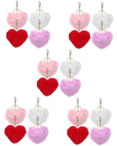 VALICLUD 20pièces Porte-clés Cœur Peluche Pendentifs Décoratifs Pour à Pour Saint-valentin