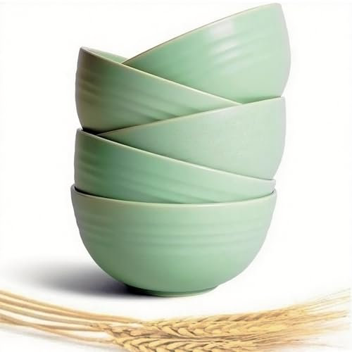JIfengan 5.9 inch Bowls, Lightweight Plastic Bowls Set Unbreakable Dinnerware BPA Free, Microwave and Dishwasher Safe, Unbreakable and Reusable Dinner Bowls (Green)