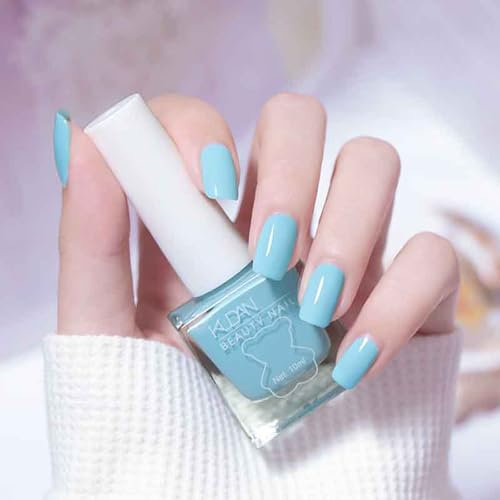 Blue Nail Polish - Sky Blue Nail Varnish - Light Blue Nail Polish - 60 Second Quick Dry Long Lasting Nail Varnish - Breathable Chip Resistant Vegan No Bake for Women Manicure Home