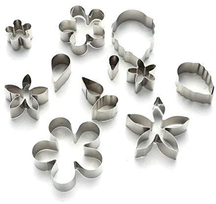 12 Stück Frühling Mini Ausstechformen Blatt Rose Blütenblatt Teardrop Blumenformen Metall Keksausstecher Kuchen Werkzeug Zucker Handwerk DIY Modell Set, Geeignet für Ostern und Kinder