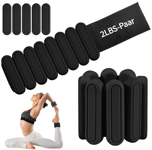 Chumix 2 PCS Poids de Poignet Réglables (0,45 kg et 0,9 kg Chacun), Poids de Cheville avec Fermeture Velcro pour Pilates, Yoga, Danse, Aérobic et Musculation, Poids Cheville et Poignet