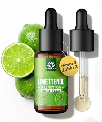NORDHOLZ® Limettenöl 15ml [100% naturrein] Frisch & spritzig – Ätherische Öle in Pharmaqualität aus schonender Kaltpressung – Vegan, Laborgeprüft – Für Sauna, Diffusor & Aromatherapie
