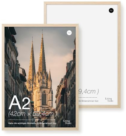 LIVINGTASTE A2 Cadre poster 42x59.4 cm finition chêne Naturel avec façade acrylique, lot de 2, idéal pour décoration murale du salon, décoration de studio, affiches artistiques 2pk