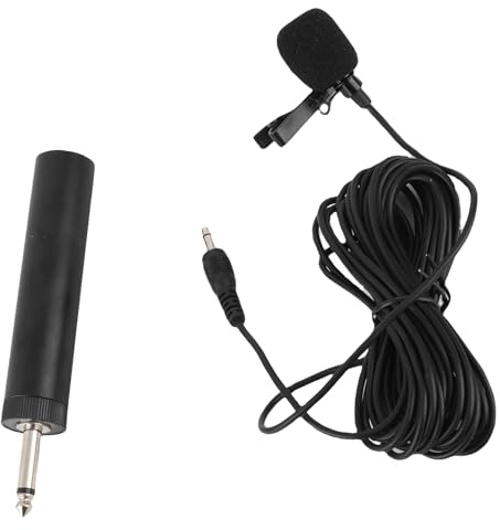 AKLOSIPY Microfono Lavalier Cablato con Pickup Omnidirezionale a Cancellazione di Rumore, Jack da 3,5 Mm e 6,5 Mm – Ideale per Streaming, Musica e Performance Strumentali