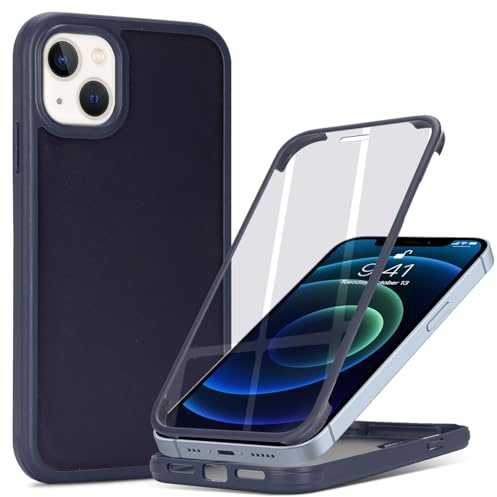 Zouzt Matte for iPhone 13 Mini Case 5.4 Screen Protector, Navy Blue | 360 Full Body, Translucent Matte, Military Grade Drop Proof, Rugged Shockproof Protective, Anti-Fingerprint Phone Case