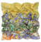 Prettystern Damen Seidentuch Stola 90X90 Crepe Satin Seide grün Kunstdrucke Van Gogh - Die Schwertlilien Iris P995