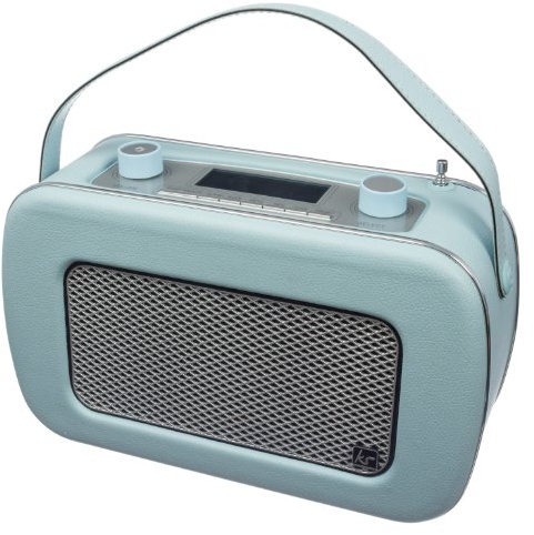 KitSound Jive 1950s Style Retro Portable DAB Radio with Dual Alarm Clock and Carry Handle - Duck Egg Blue