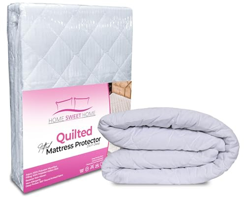 Home Sweet Home UK Microfiber Quilted Mattress Protector Soft Touch Super King Bed Elasticated Skirt 9” Deep Mattress Protector – Non-Allergenic, Soft & Machine Washable
