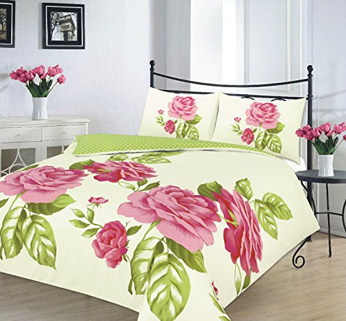 clicktostyle NEW MODERN DUVET SETS PILLOW CASES QUILT COVER BEDDING SETS (Isabella Red & Green, King)