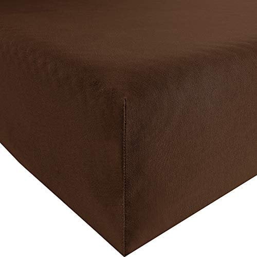 REDBEST Jersey-Stretch Spannbettlaken San Francisco 100% Baumwolle, Dunkelbraun Größe 90x190 cm - 100x200 cm - weiche Qualität, bügelfrei, Rundumgummi, bis 20 cm Höhe