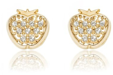 Pendientes de Bebe/Niña Oro Amarillo Manzana con Circonitas - Geschenkbox - Garantiezertifikat