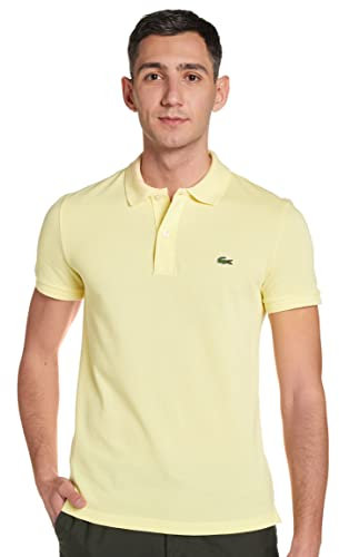 Lacoste Herren Polo-Shirt Kurzarm PH4012, Männer Polo-Hemd,2 Knopf,Slim Fit,Gelb,4