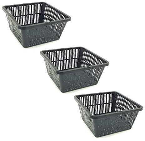 Pisces Pond Square Plant Basket 19 x 19 x 9cm - 3 Pack of Pond Planting Pot