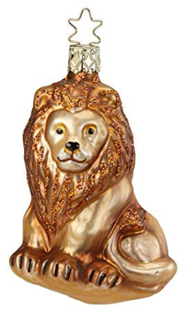 Christbaumschmuck Glas Löwe 9,5cm Weihnachtskugeln König der Tiere Weihnachtsbaumkugeln braun