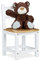 Relaxdays Kinderstuhl RUSTICO aus Bambus, Für Jungen und Mädchen, Kinderzimmer Stuhl, HBT: ca. 50 x 28,5 x 28 cm, weiß / natur, Bambusstuhl mit Weißem Rahmen