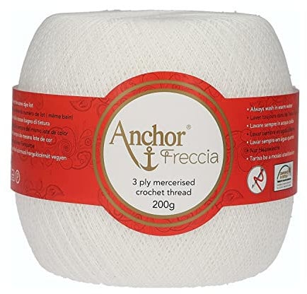 Anchor 4769020-07901 Häkelgarne, 100% Baumwolle, 7901, Stärke 20, 265 Gramm